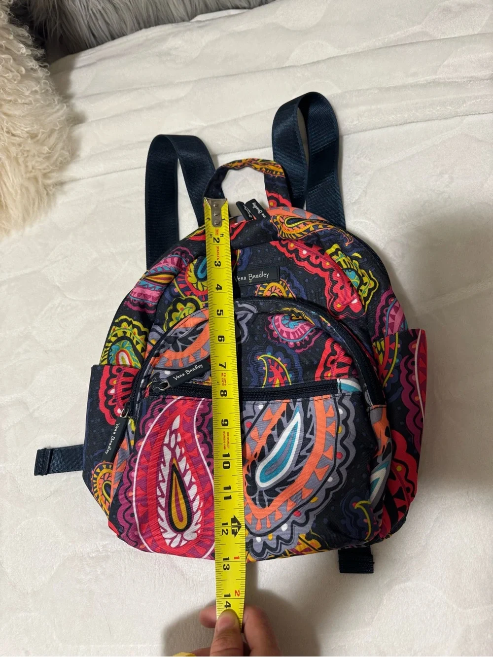 Vera Bradley Paisley pattern Mini Lighwright Backpack with Multicolor Accents